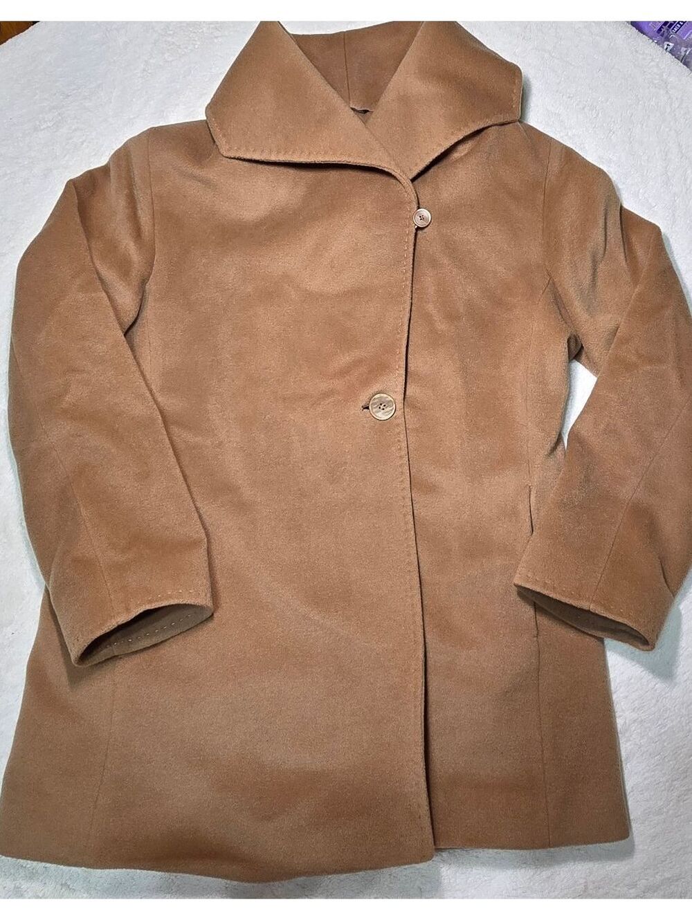 Cinzia Rocca 100% Lana Wool Camel Overcoat Jacket Women's Size 12 Italy
